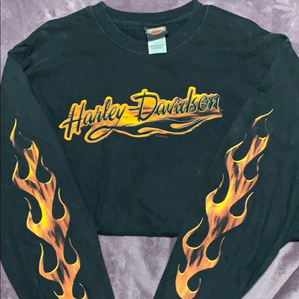 Harley Davidson, black shirt.